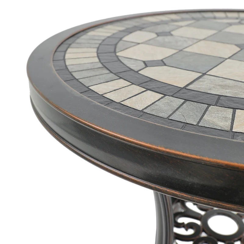Round Cast Aluminum Patio Table Outdoor Bistro Table
