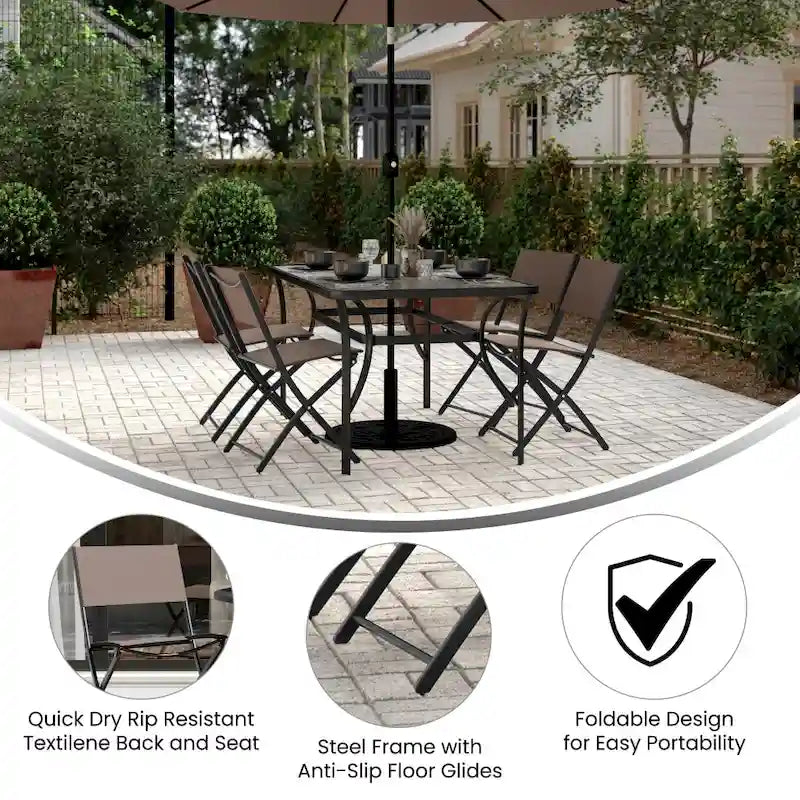 4 Pack Commercial Outdoor Flex Comfort Folding Chair with Metal Frame