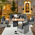 XIZZI 8-piece Outdoor Furniture Patio Wicker Sofa Set with Fire Pit