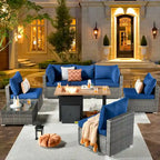 XIZZI 8-piece Outdoor Furniture Patio Wicker Sofa Set with Fire Pit
