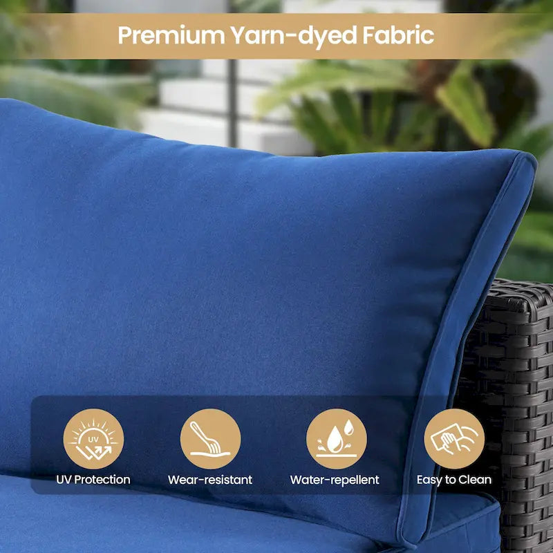 XIZZI 8-piece Outdoor Furniture Patio Wicker Sofa Set with Fire Pit