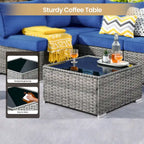 XIZZI 8-piece Outdoor Furniture Patio Wicker Sofa Set with Fire Pit