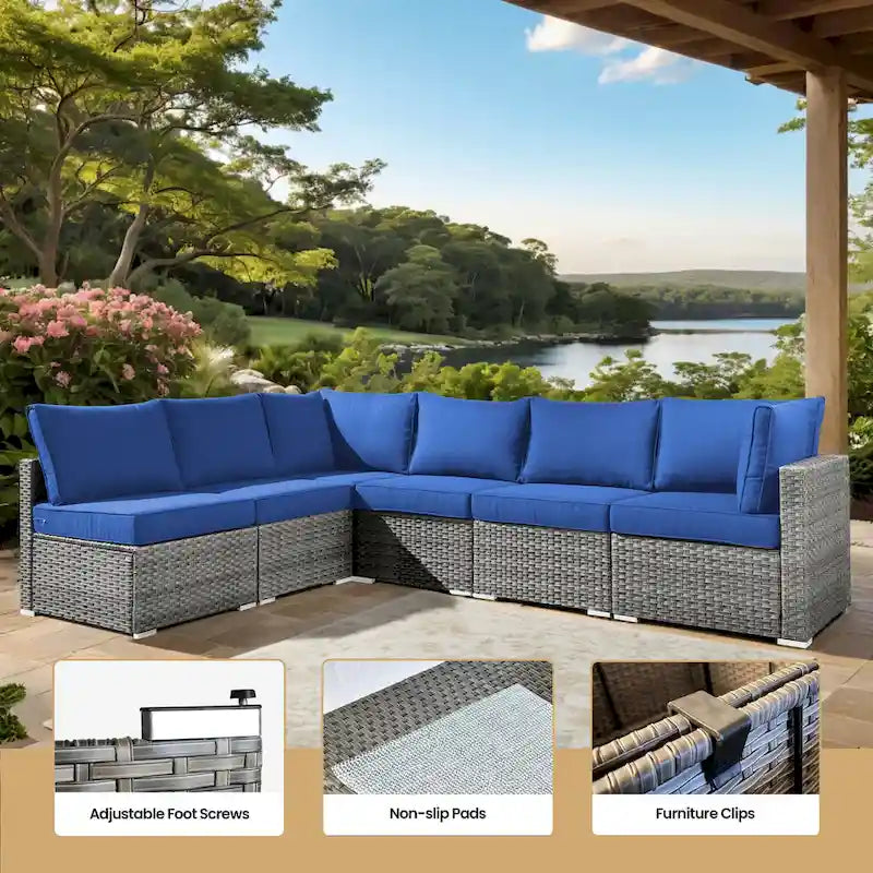 XIZZI 8-piece Outdoor Furniture Patio Wicker Sofa Set with Fire Pit