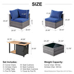 XIZZI 8-piece Outdoor Furniture Patio Wicker Sofa Set with Fire Pit