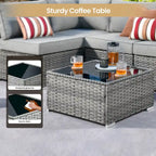 XIZZI 8-piece Outdoor Furniture Patio Wicker Sofa Set with Fire Pit