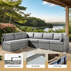 XIZZI 8-piece Outdoor Furniture Patio Wicker Sofa Set with Fire Pit