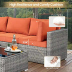 XIZZI 8-piece Outdoor Furniture Patio Wicker Sofa Set with Fire Pit