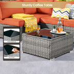 XIZZI 8-piece Outdoor Furniture Patio Wicker Sofa Set with Fire Pit