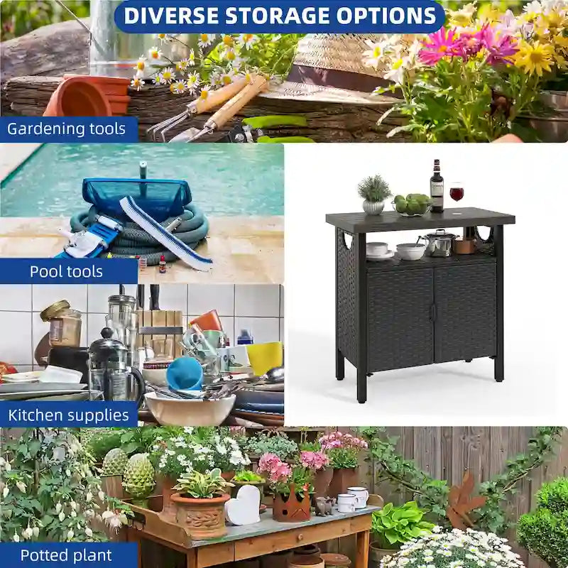 Moasis Outdoor Storage Cabinet Bar Cart with Doors and Shelves