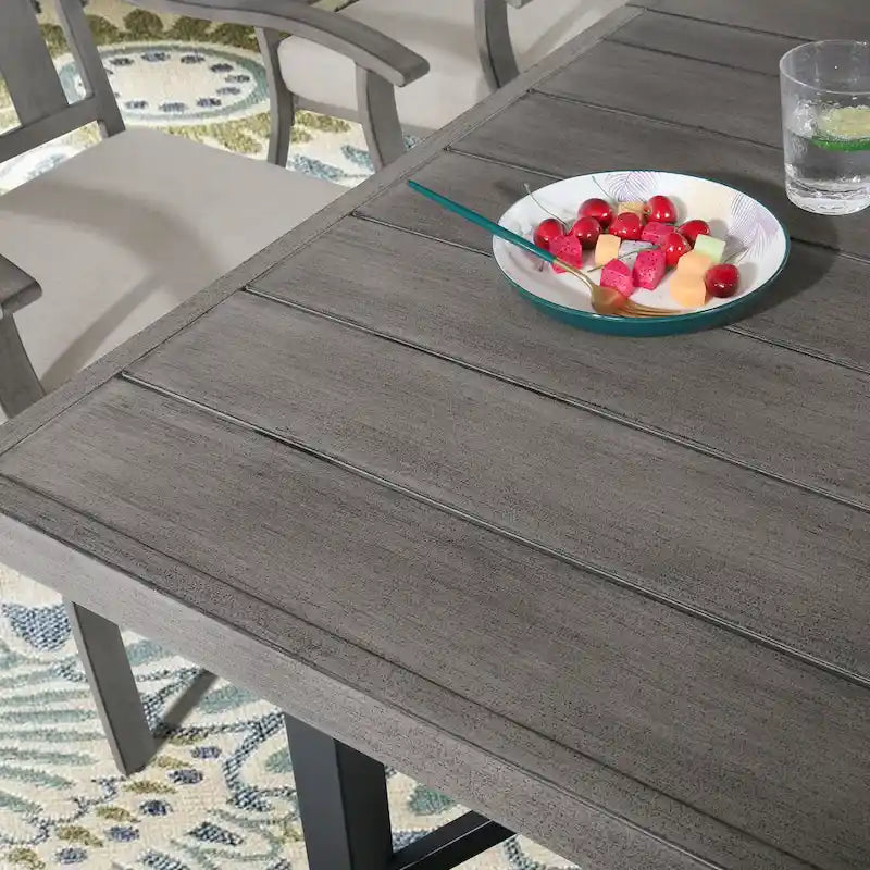 63 Inch Aluminum Outdoor Dining Table with Umbrella Hole