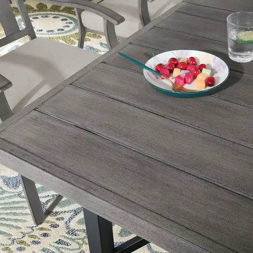 63 Inch Aluminum Outdoor Dining Table with Umbrella Hole