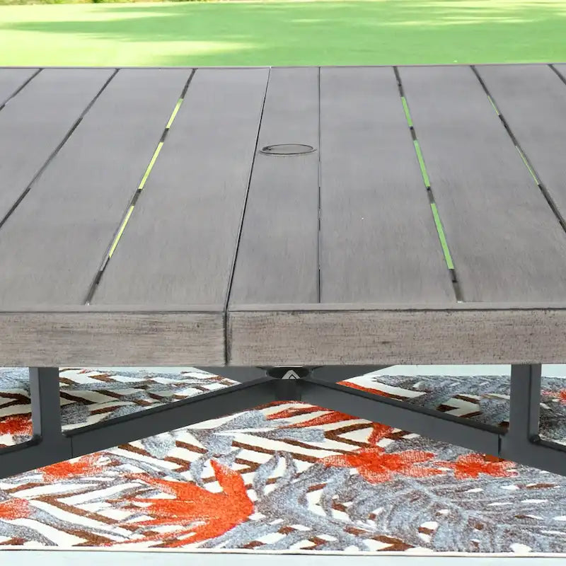 63 Inch Aluminum Outdoor Dining Table with Umbrella Hole