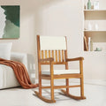 Natural Wood Outdoor Rocking Chair with Sponge Cushion