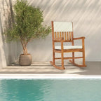 Natural Wood Outdoor Rocking Chair with Sponge Cushion