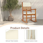 Natural Wood Outdoor Rocking Chair with Sponge Cushion
