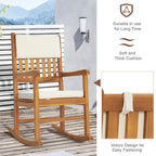 Natural Wood Outdoor Rocking Chair with Sponge Cushion