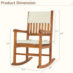 Natural Wood Outdoor Rocking Chair with Sponge Cushion