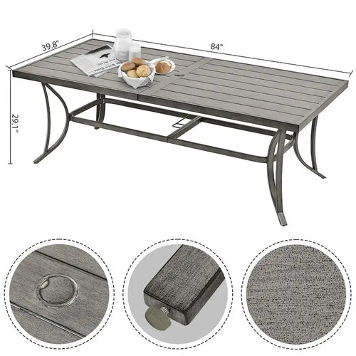 35.5 W Outdoor Aluminum Dining Table with Umbrella Hole
