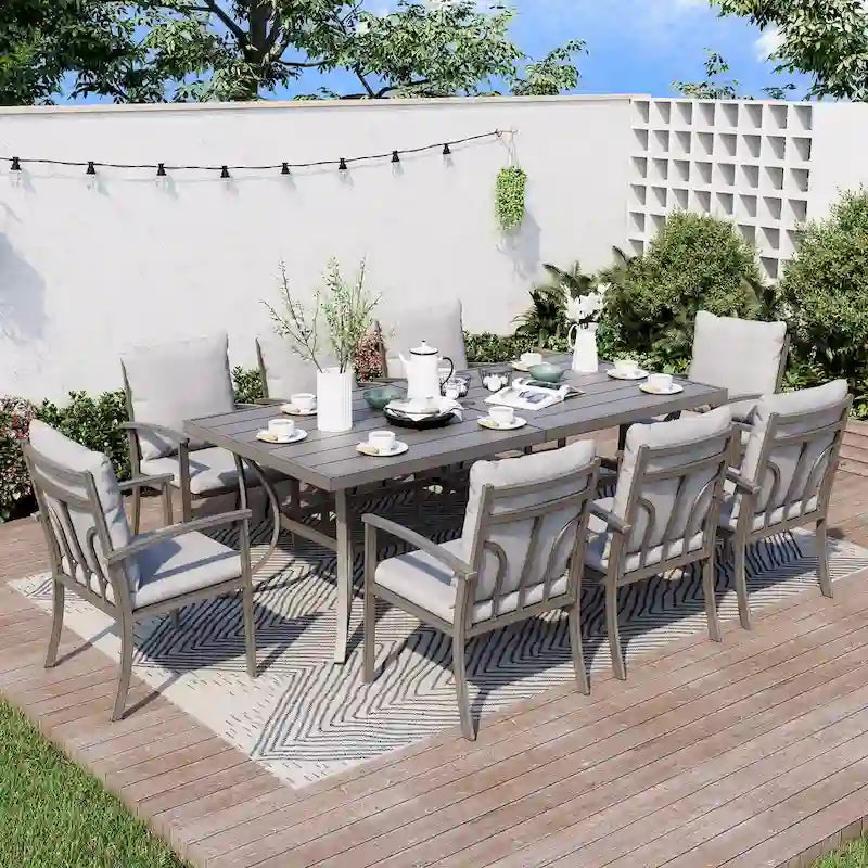 35.5 W Outdoor Aluminum Dining Table with Umbrella Hole