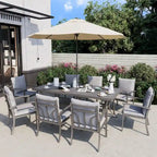 35.5 W Outdoor Aluminum Dining Table with Umbrella Hole