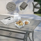 35.5 W Outdoor Aluminum Dining Table with Umbrella Hole