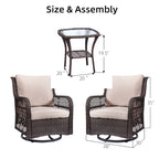 Outdoor Rotatable Wicker Glider Swivel Club Chairs with Cushions for Patio