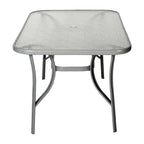 Commercial Tempered Glass and Steel Patio Table with Umbrella Hole