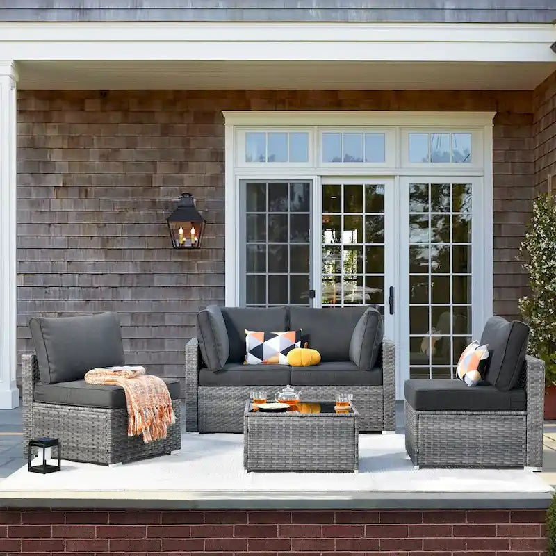 XIZZI 5-piece Outdoor Wicker Furniture Set with Table