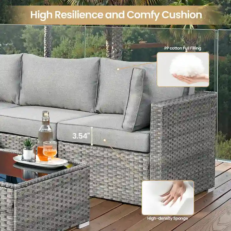 XIZZI 5-piece Outdoor Wicker Furniture Set with Table
