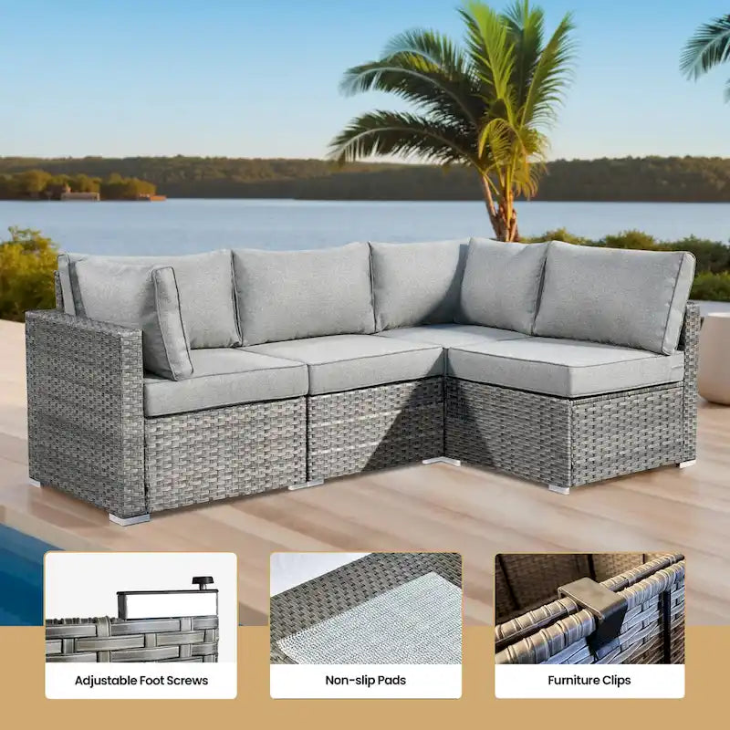 XIZZI 5-piece Outdoor Wicker Furniture Set with Table