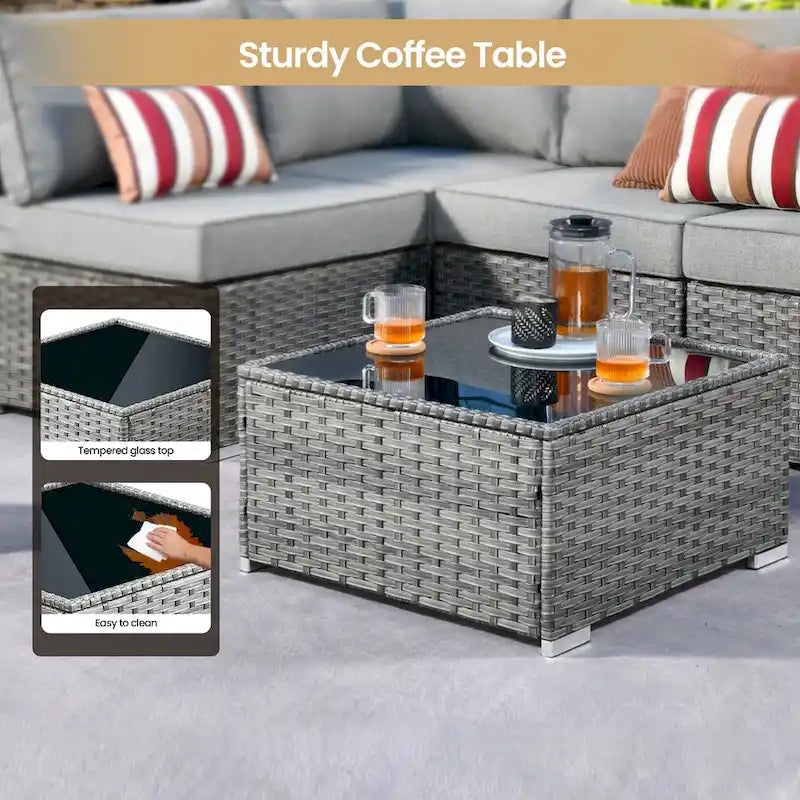 XIZZI 5-piece Outdoor Wicker Furniture Set with Table