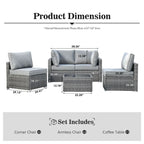 XIZZI 5-piece Outdoor Wicker Furniture Set with Table