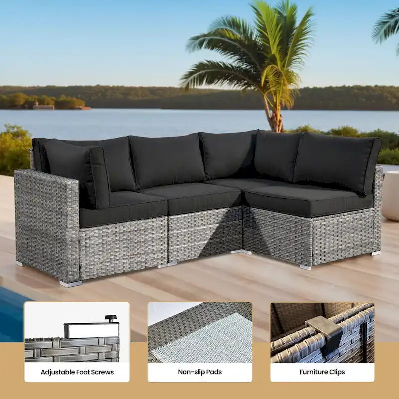 XIZZI 5-piece Outdoor Wicker Furniture Set with Table