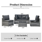 XIZZI 5-piece Outdoor Wicker Furniture Set with Table