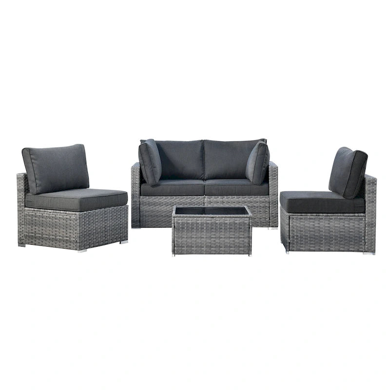 XIZZI 5-piece Outdoor Wicker Furniture Set with Table