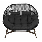 2 PCS Outdoor Oversized Wicker Egg Basket Lounger Chair with Cushions