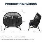 2 PCS Outdoor Oversized Wicker Egg Basket Lounger Chair with Cushions