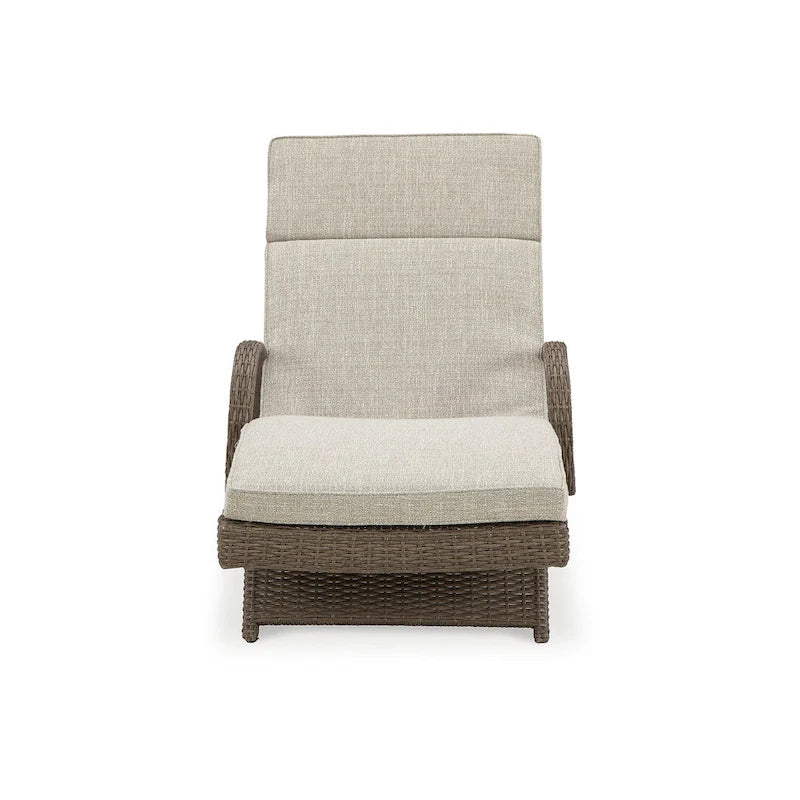 Signature Design by Ashley Beachcroft Beige Outdoor Chaise Lounge with Cushion - 30.13 W x 79.38 D x 39.75 H