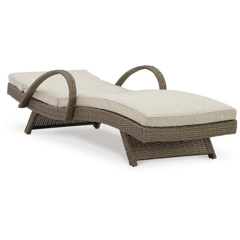 Signature Design by Ashley Beachcroft Beige Outdoor Chaise Lounge with Cushion - 30.13 W x 79.38 D x 39.75 H