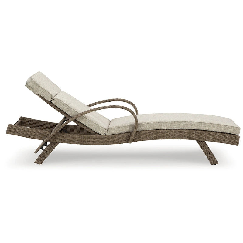 Signature Design by Ashley Beachcroft Beige Outdoor Chaise Lounge with Cushion - 30.13 W x 79.38 D x 39.75 H