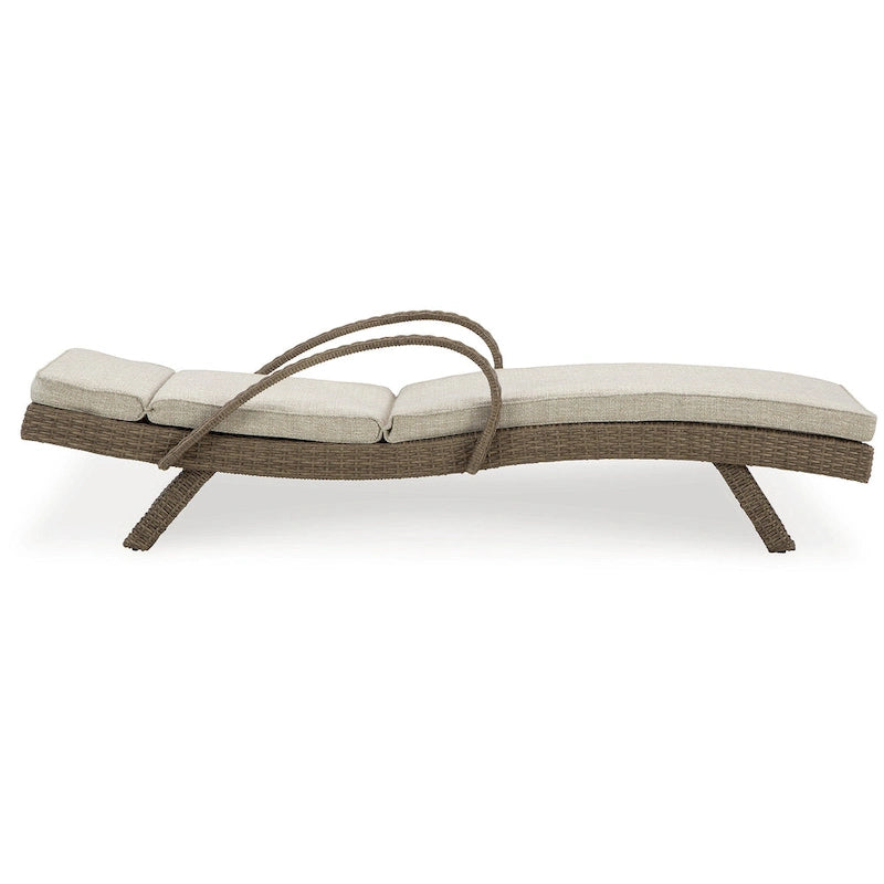 Signature Design by Ashley Beachcroft Beige Outdoor Chaise Lounge with Cushion - 30.13 W x 79.38 D x 39.75 H