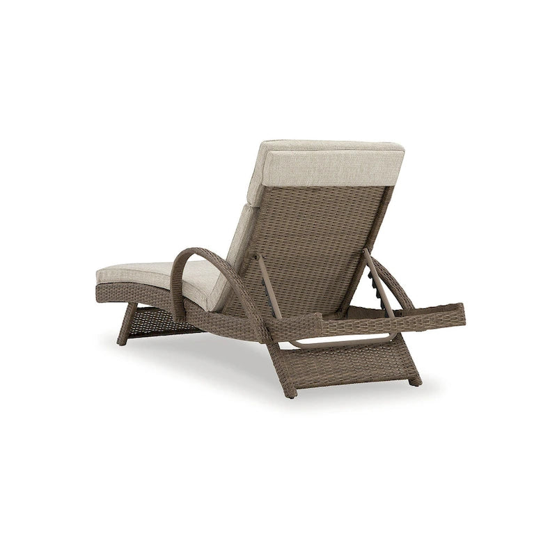 Signature Design by Ashley Beachcroft Beige Outdoor Chaise Lounge with Cushion - 30.13 W x 79.38 D x 39.75 H