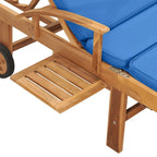 vidaXL Sun Lounger with Cushion Solid Teak Wood Blue - 76.8 x 23.4