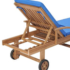 vidaXL Sun Lounger with Cushion Solid Teak Wood Blue - 76.8 x 23.4