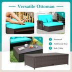 Patio Rattan Daybed with 4-Level Adjustable Backrest and Retractable Side Tray - 31 x 67 x 36