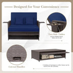 Patio Rattan Daybed with 4-Level Adjustable Backrest and Retractable Side Tray - 31 x 67 x 36