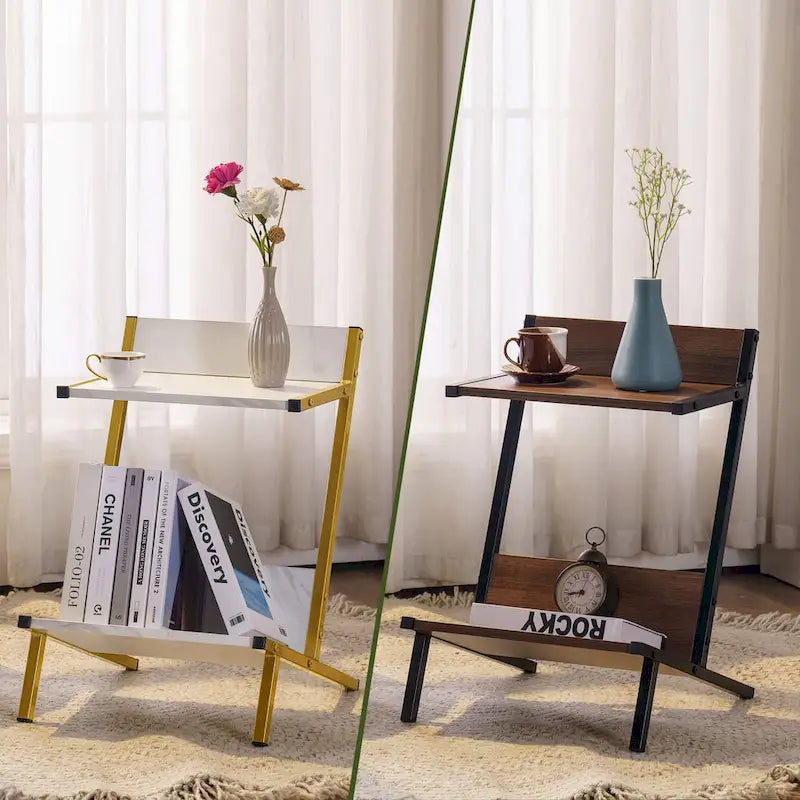  Small End Table with Storage, Modern Simplistic Side Table