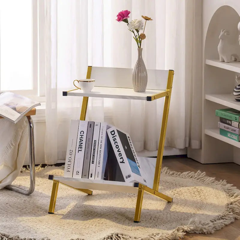 Small End Table with Storage, Modern Simplistic Side Table