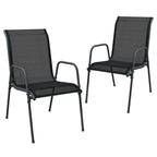 vidaXL Patio Chairs Outdoor Stack Chair for Patio Steel and Textilene Black