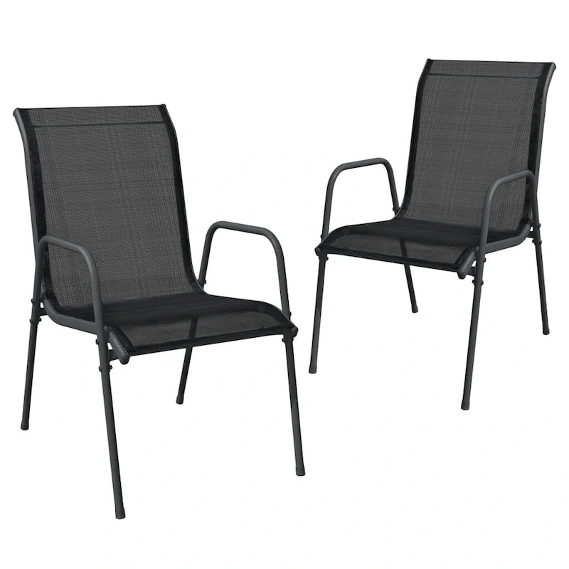 vidaXL Patio Chairs Outdoor Stack Chair for Patio Steel and Textilene Black